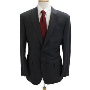 Canali Mens Dark Gray 2 Piece Striped Cupro Suit Jacket Size 52